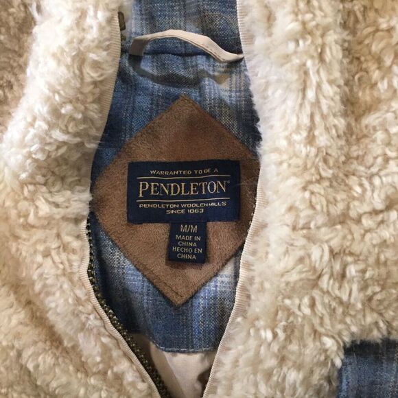 Pendleton Women's Jacket Size Medium Sherpa White Full Zip Wool Lined Sherpa - Picture 9 of 9